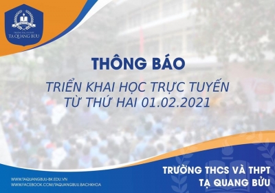 Thông báo triển khai học trực tuyến năm học 2020 - 2021