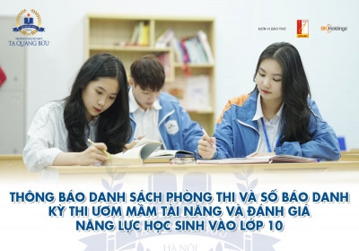 Danh sách Số báo danh và phòng thi Kỳ thi giành "Học bổng Ươm mầm tài năng Bách Khoa" và đánh giá năng lực học sinh vào lớp 10