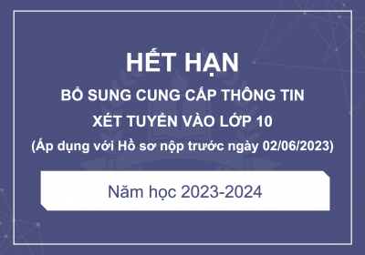 Hết hạn cung cấp bổ sung thông tin tuyển sinh xét tuyển vào lớp 10 năm học 2023-2024