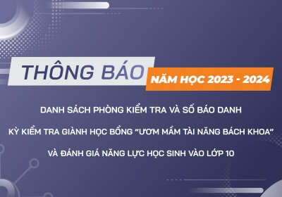 Danh sách Số báo danh và phòng kiểm tra của học sinh tham gia Kỳ kiểm tra giành "Học bổng Ươm mầm tài năng Bách Khoa" năm học 2023-2024