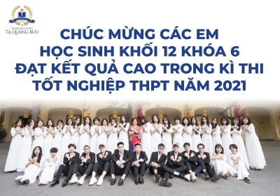 Chúc mừng học sinh khối 12 - Khoá 6 đạt kết quả cao trong kì thi tốt nghiệp THPT năm 2021