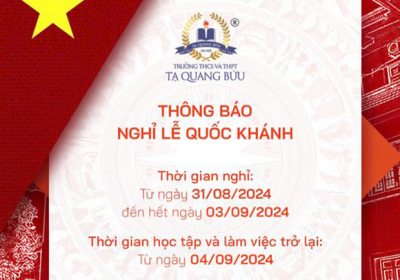Thông báo kế hoạch nghỉ lễ Quốc khánh mùng 2/9
