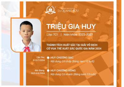 Giành hai huy chương Cờ vua quốc gia, học sinh Tạ Quang Bửu chính thức tham gia giải đấu quốc tế