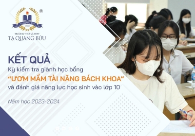 Kết quả kỳ kiểm tra "Giành học bổng ươm mầm tài năng Bách Khoa" và Đánh giá năng lực học sinh vào lớp 10 năm học 2023-2024